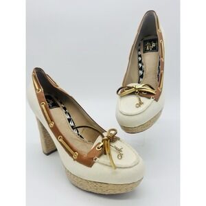 Milly Sperry Top Sider Women's Espadrille Leather Jute Vintage 9.5 M NWOB